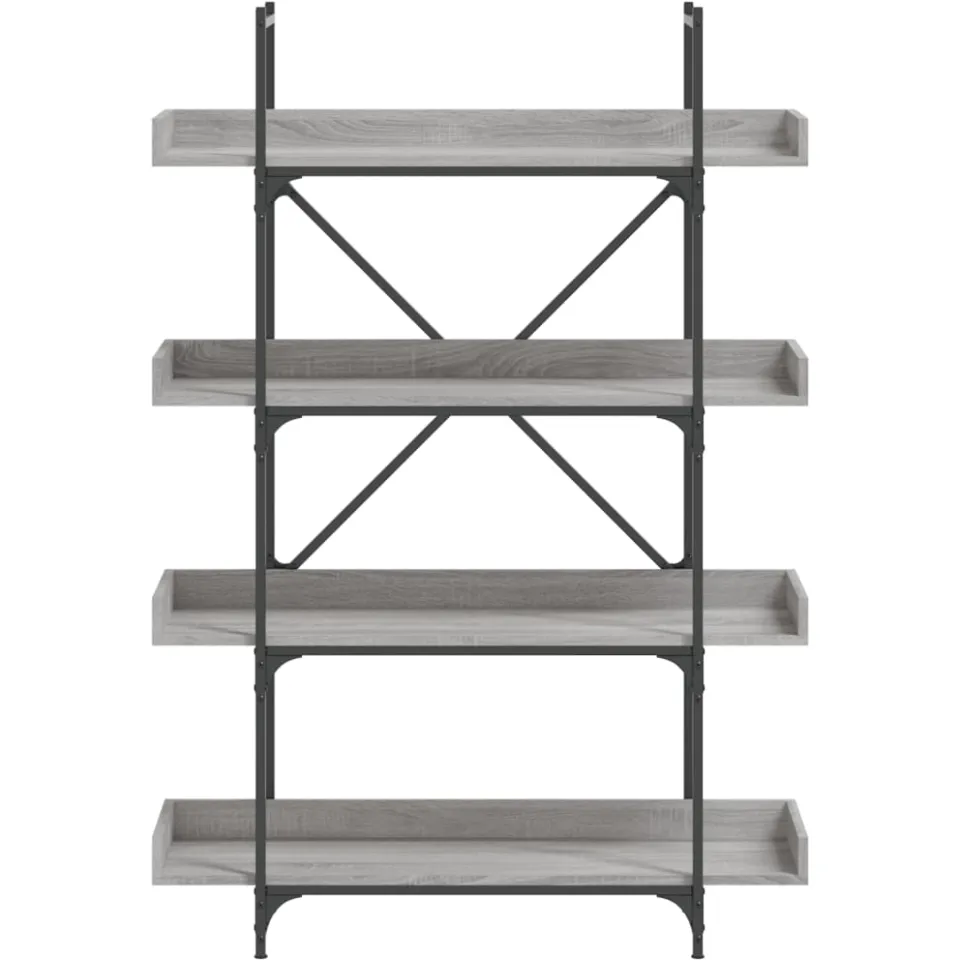 vidaXL Boekenkast 4-laags 100x33x145,5 cm bewerkt hout grijs sonoma, foto 4