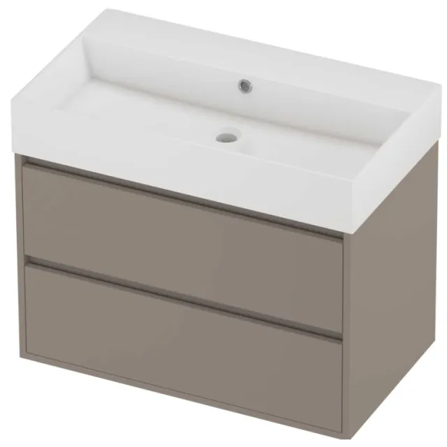 Proline Zara Badmeubelset Porselein Loft 80x46x65 cm Glans Wit Clay Beige