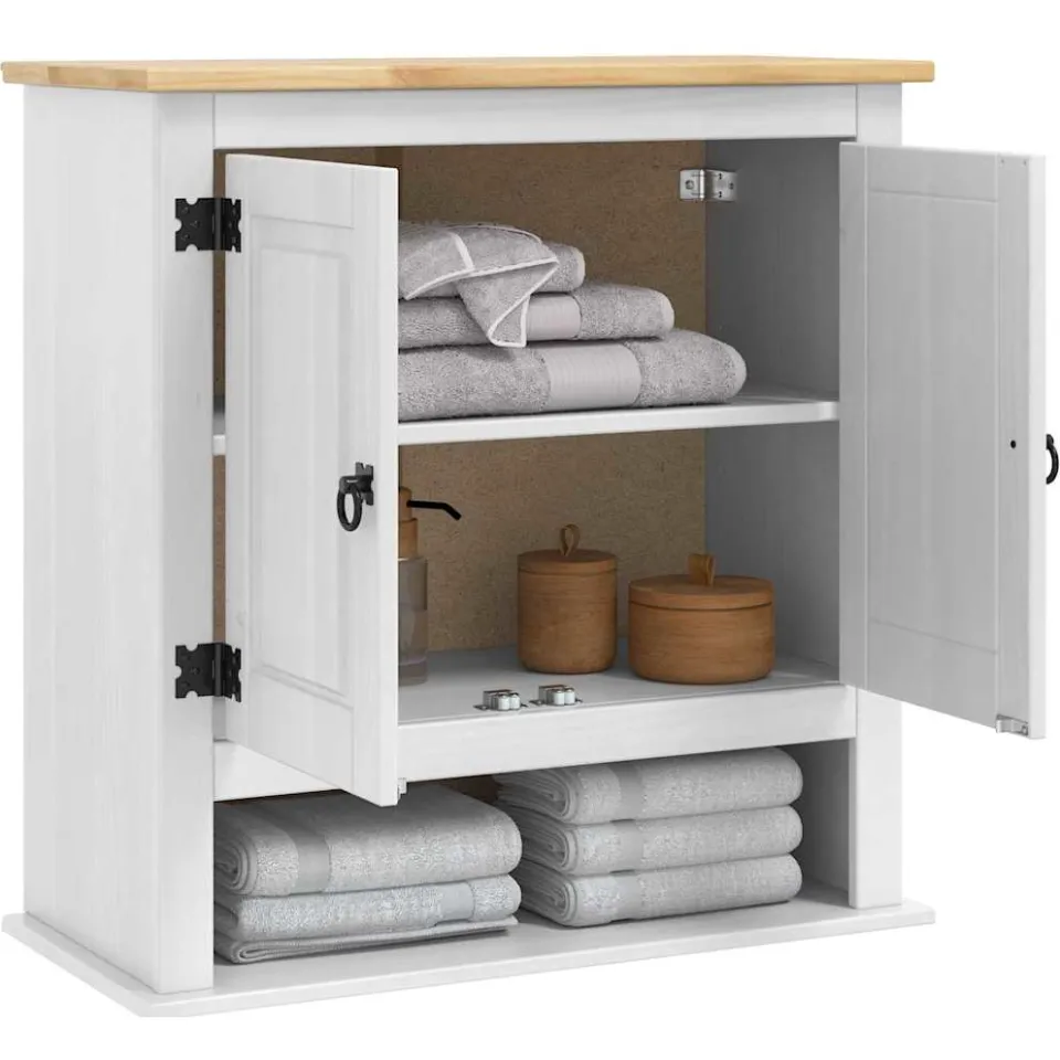 vidaXL Hangkast CORONA Wit 70 x 33 x 71,5 cm Massief grenenhout, foto 2