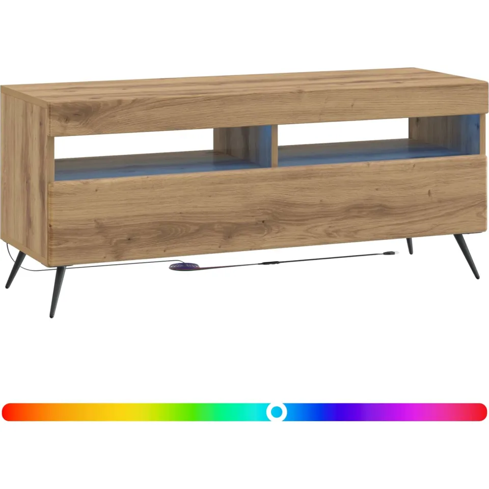 vidaXL LED tv-meubel Artisanaal eiken Bewerkt hout Bruin