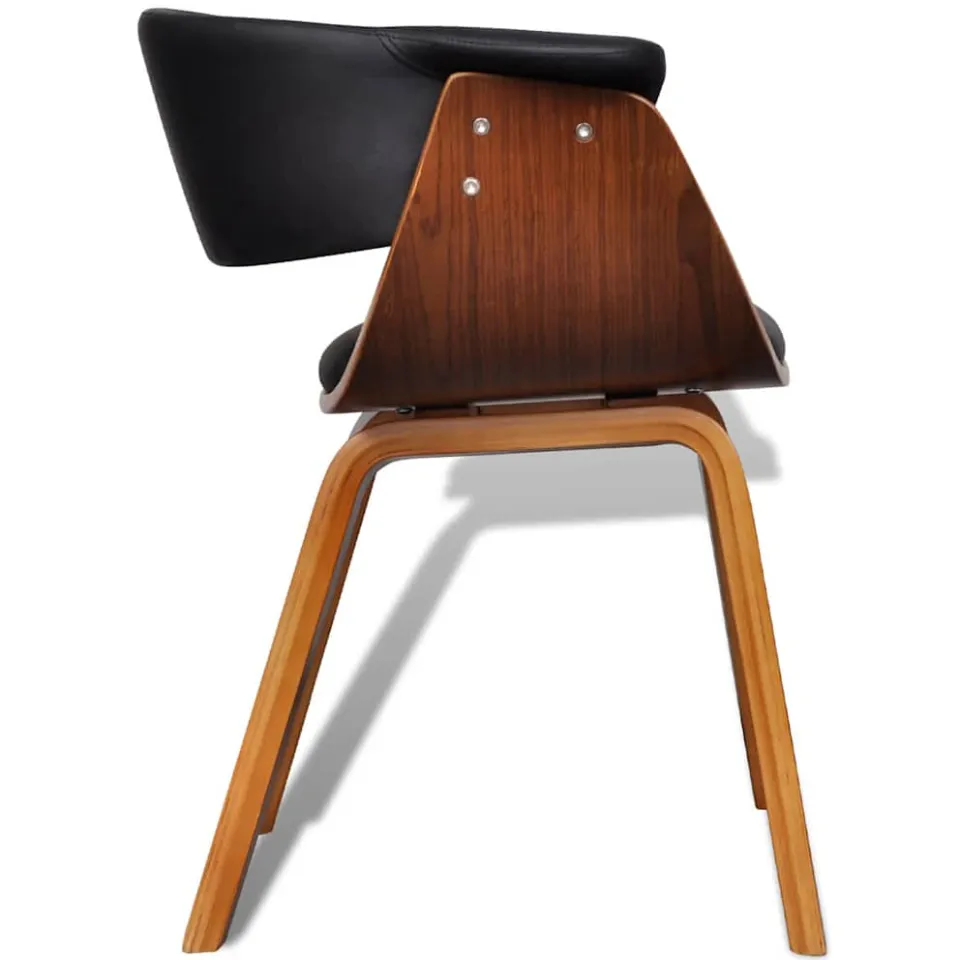 vidaXL Eetkamerstoel gebogen hout en kunstleer zwart, foto 4