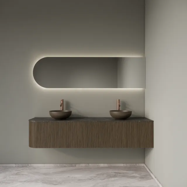 Gliss Design Badkamermeubelset Gliss Design Alluro 180 cm Rechts Ash Grey Grijs