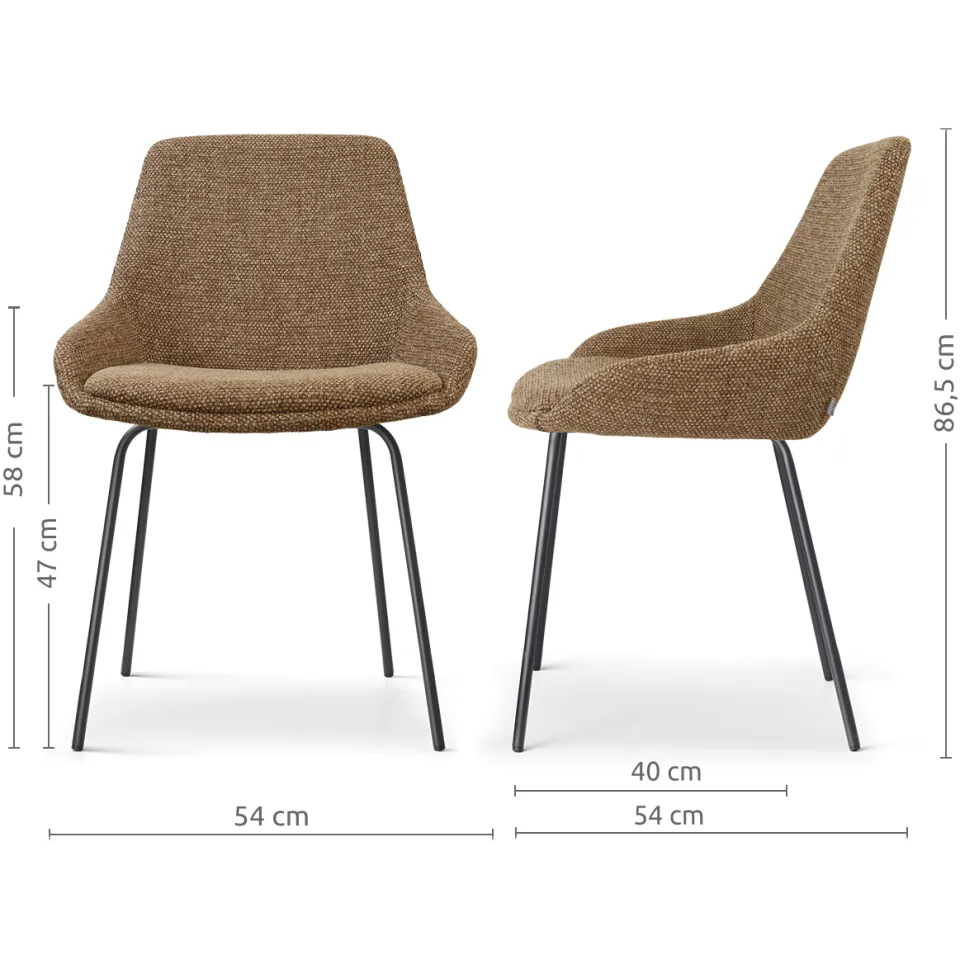 Nolon Nora-isa eetkamerstoel bruin blend - zwart onderstel, foto 2