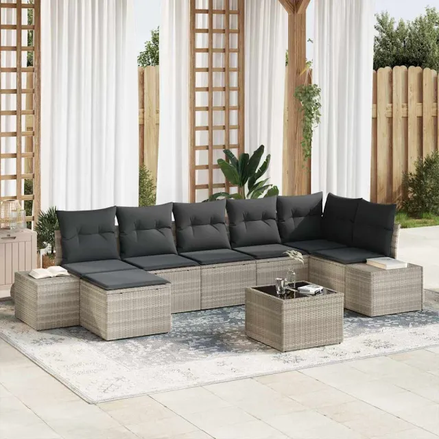 vidaXL Tuin Sofa Set 7 st Lichtgrijs poly rattan, foto 2