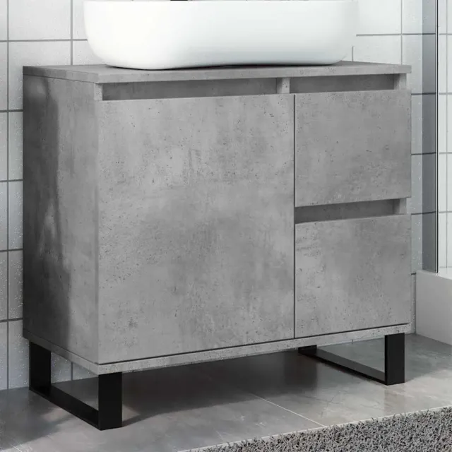 vidaXL Badkamerkast 65x33x60 cm bewerkt hout betongrijs grijs, foto 2