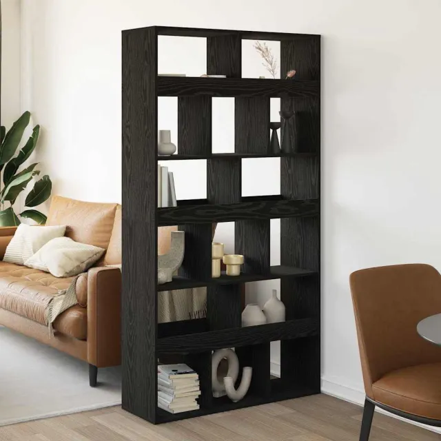 vidaXL Boekenkast 15-laags 100 x 33 x 93.75 cm Bewerkt hout Zwart