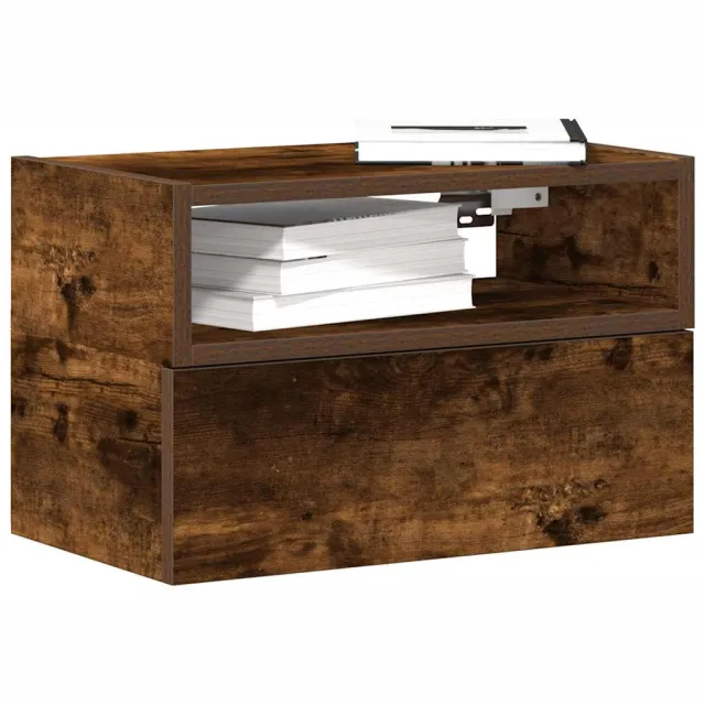 vidaXL Nachtkastjes 2 st wandgemonteerd 45x26x28,5 cm gerookt eiken Bruin