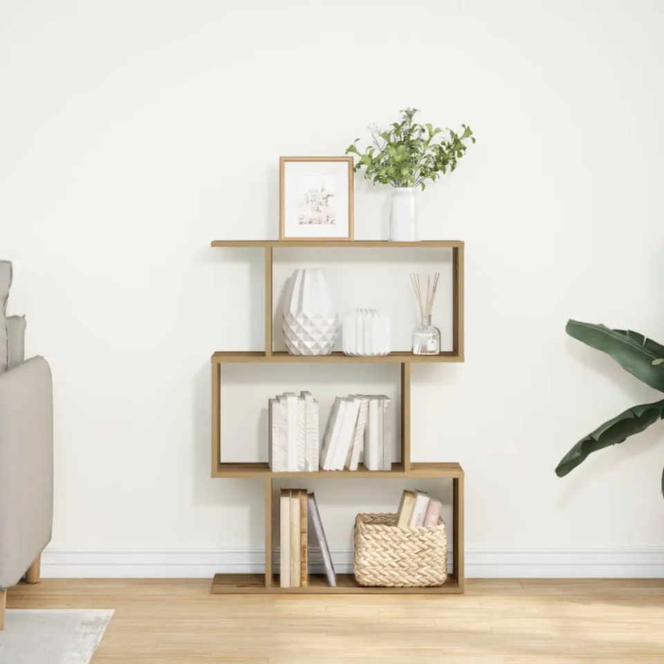 vidaXL Kamerscherm / boekenkast 3-laags 70x24x97 cm hout artisanaal bruin, foto 4