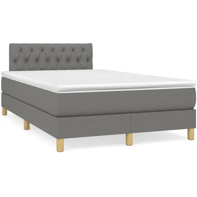 vidaXL Boxspring met matras en LED stof donkergrijs 120x190 cm grijs
