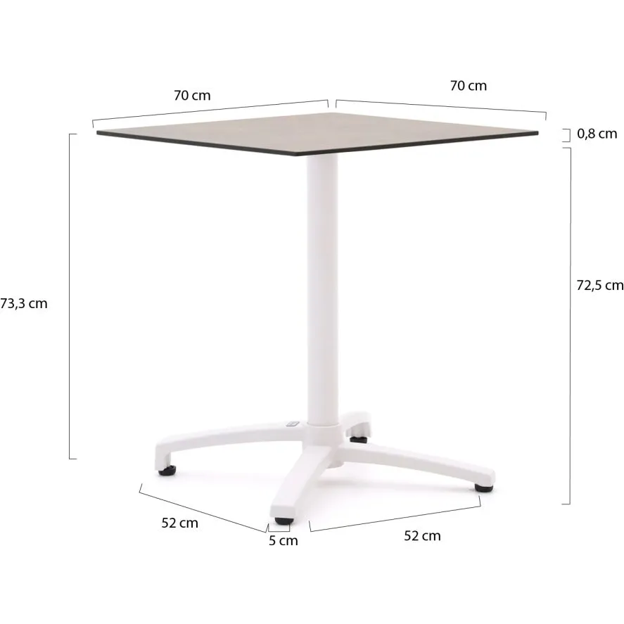 Bellagio tuinmeubelen Bellagio Canzo klaptafel 70x70x73cm wit, foto 2