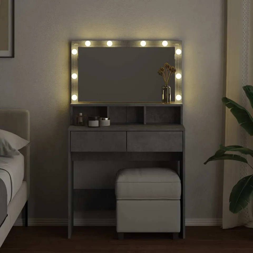 vidaXL Kaptafel met LED 80x41x134,5 cm betongrijs grijs, foto 3