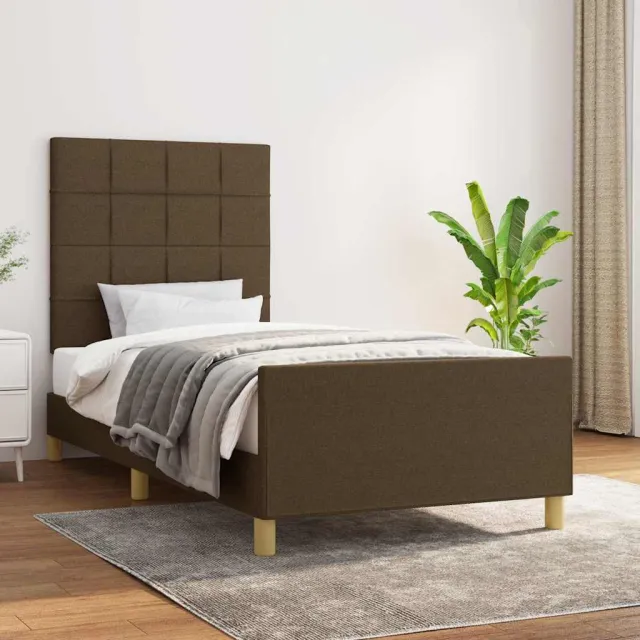 vidaXL Bedframe zonder matras 100x200 cm stof donkerbruin bruin