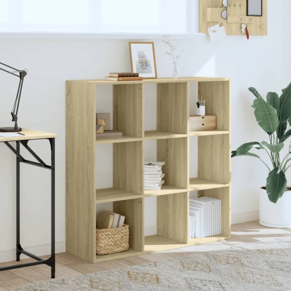 vidaXL Boekenkast 102x32x102 cm bewerkt hout sonoma eikenkleurig, foto 2