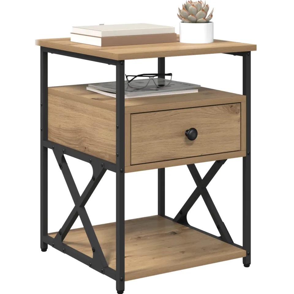 vidaXL Nachtkastje Artisan Eiken 40 x 42 x 55 cm Bewerkt hout Bruin