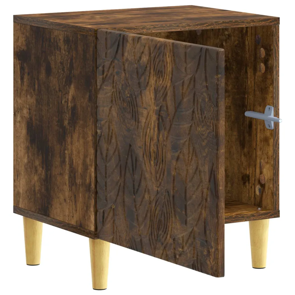 vidaXL Nachtkastje Gerookt eiken 43 x 34,5 x 50 cm Bewerkt hout Bruin