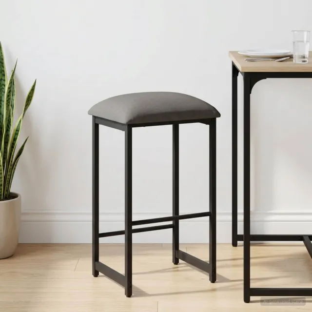 vidaXL Barkruk Donkergrijs 40 x 32 x 74 cm Bewerkt hout, foto 2