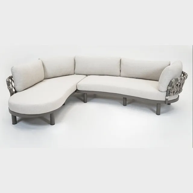VITA Castel organic hoekset - Met kussens - aluminium onderstel - weersbestendig rope - deluxe loungeset - creme - Vita tuinmeubelen
