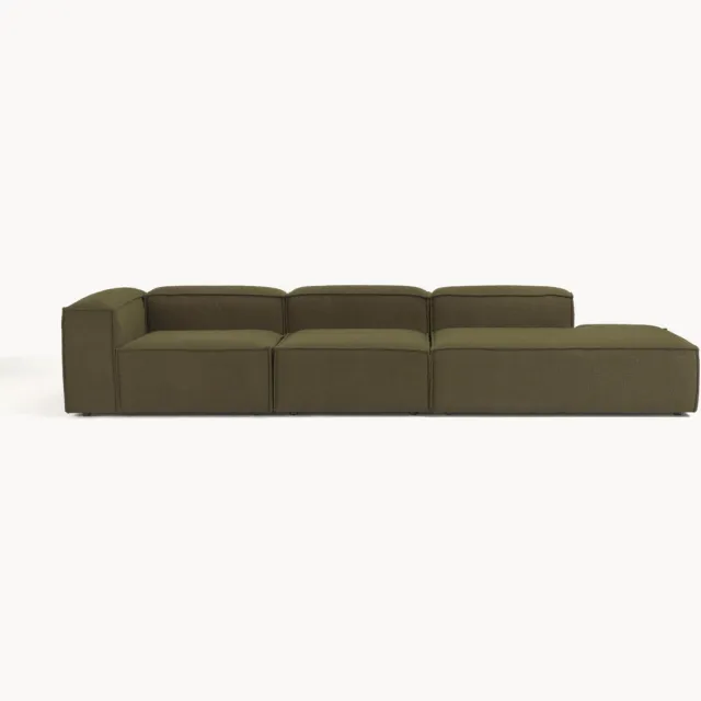 Westwing Collection Modulaire XL chaise longue Lennon uit bouclé Groen