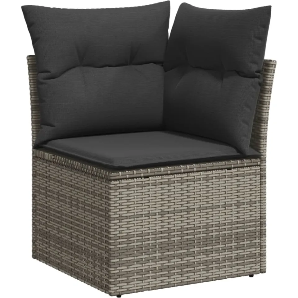 vidaXL 11-delige Loungeset met kussens poly rattan grijs