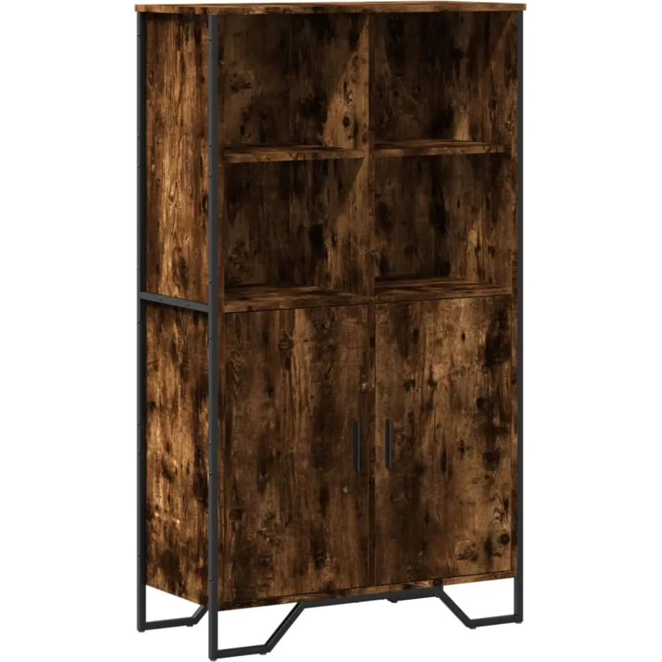 vidaXL Hoge kast 79,5x35,5x137,5 cm bewerkt hout gerookt eikenkleurig Bruin
