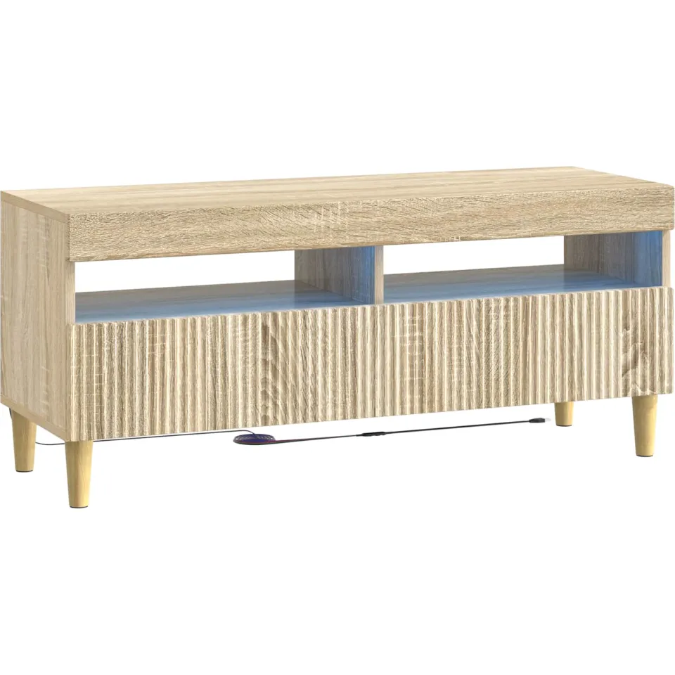 vidaXL LED tv-meubel ARNHEM 100 x 35 x 43 cm Sonoma Eiken Bewerkt hout Bruin