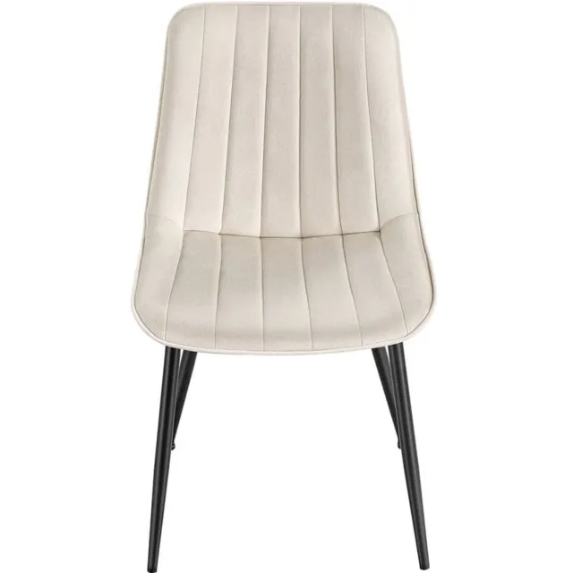 Klarven Eetkamerstoelen Set van 2 Beige-Zwart - Eetkamerstoel - Gevoerde Eetkamerstoel - Dining Chair - Gevoerde Zitting, Stevig Stalen Frame - Draagvermogen 120kg - 48x57x80 cm