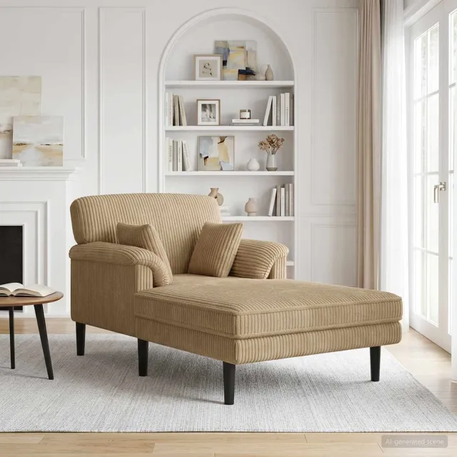 vidaXL Chaise longue Taupe Katoenen stof, foto 2