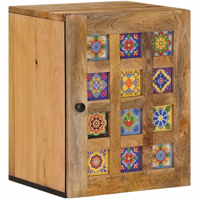 vidaXL Badkamer Hangkast Naturel 38 x 33 x 48 cm Massief Mango Hout Bruin