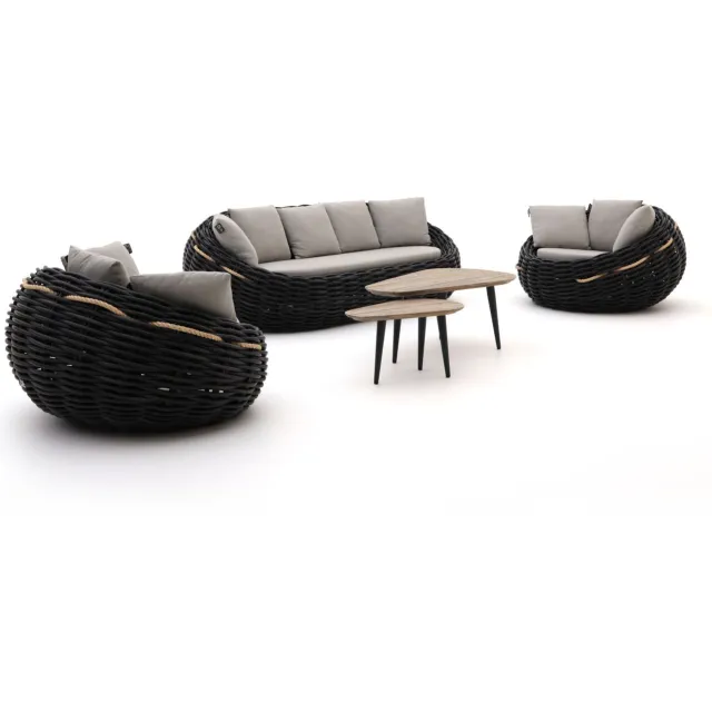 Apple Bee Cocoon/ROUGH-K stoel-bank loungeset 5-delig Zwart