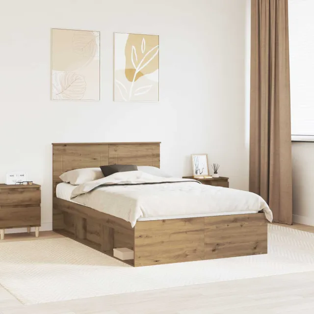 vidaXL Bedframe Ambachtelijk eiken 120 x 200 cm Bewerkt hout Bruin
