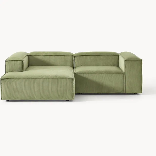 Westwing Collection Modulaire hoekbank Lennon (3-zits) van corduroy Groen