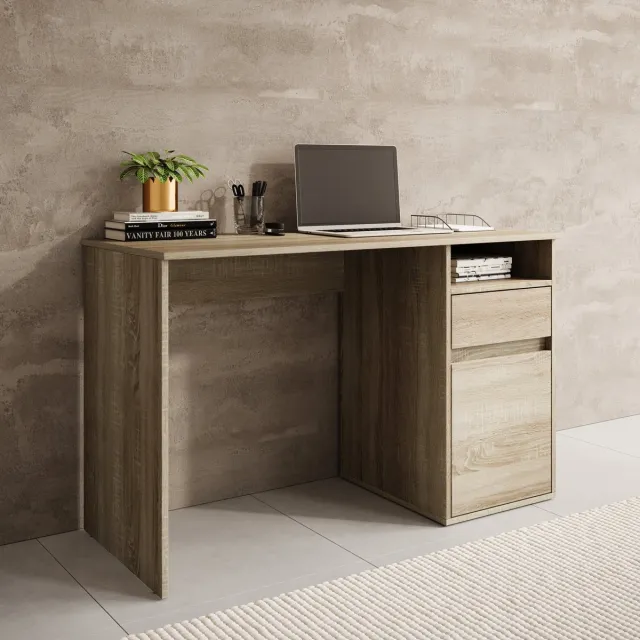 MEUBELLA Bureau Babot - Eiken 1 - 120 cm Bruin