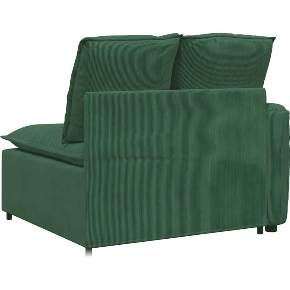 vidaXL Modulaire bank Armleuning eindmodule met kussens donkergroen 100 cm groen, foto 4