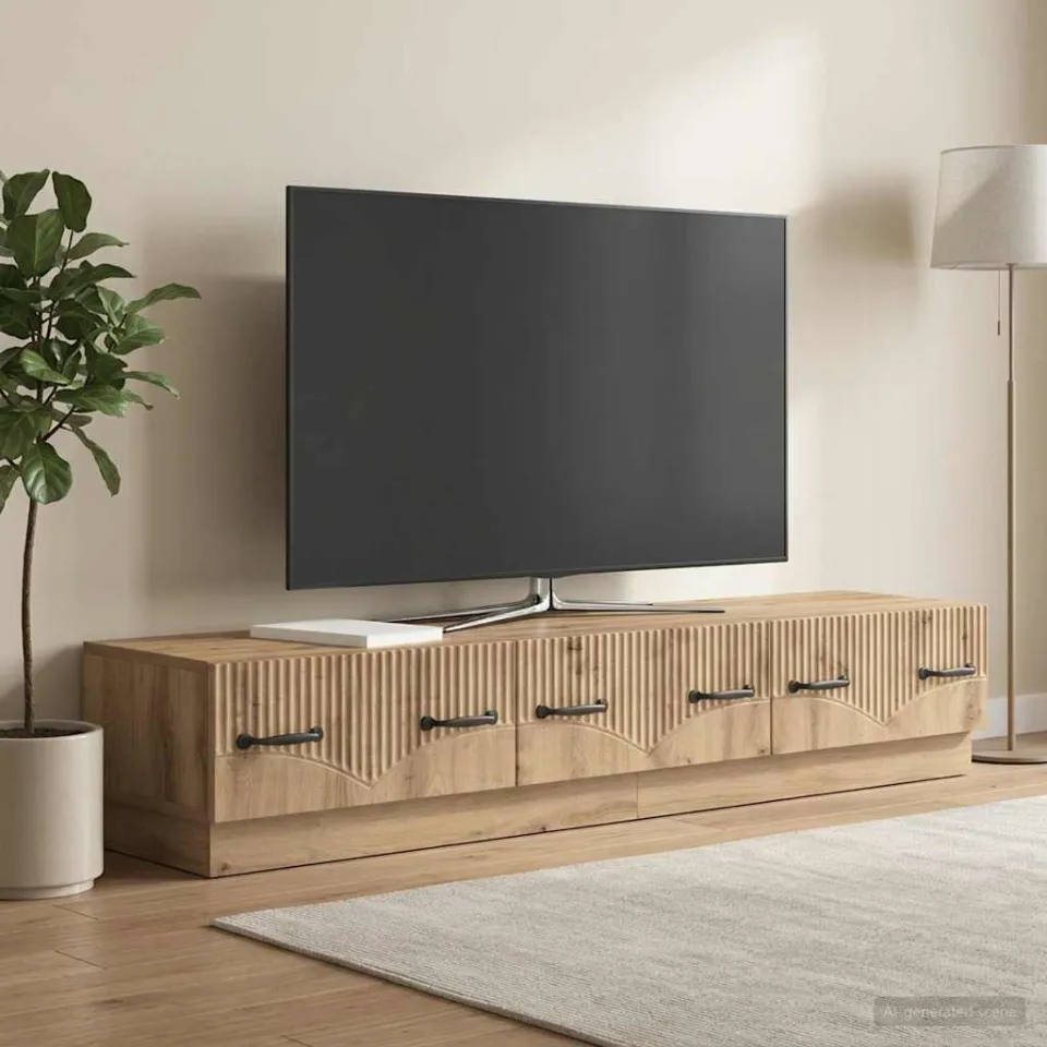vidaXL Tv-meubel 147 x 34,5 x 27 cm Artisanaal eiken Bewerkt hout, foto 4