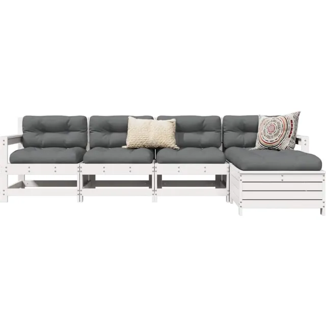 vidaXL 5-delige Loungeset massief grenenhout wit, foto 2