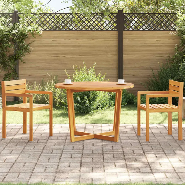 vidaXL Tuintafel rond Ø110x75 cm massief acaciahout bruin, foto 2