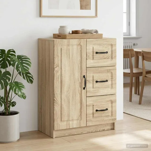 vidaXL Dressoir met lade Sonoma Eiken 66 x 34,5 x 87 cm Bewerkt hout, foto 2