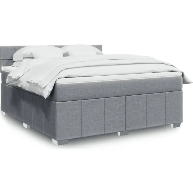 vidaXL Boxspring met matras stof lichtgrijs 180x200 cm grijs