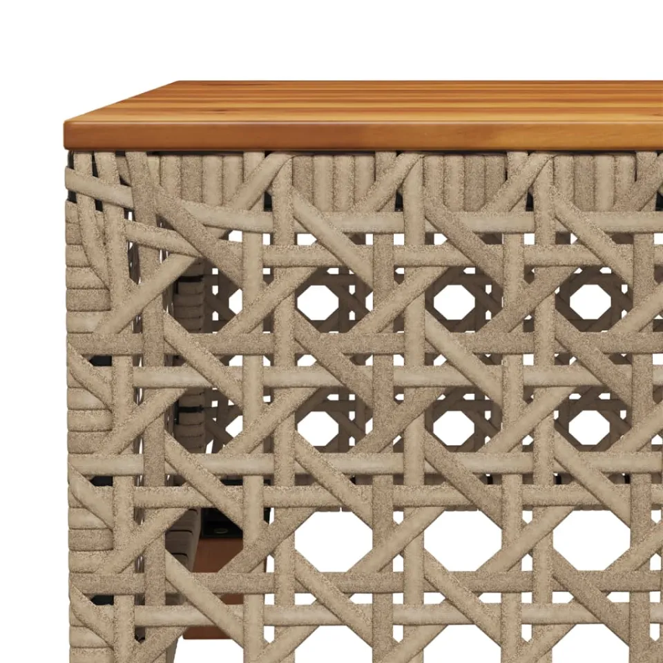 vidaXL Tuintafel 55x55x36 cm poly rattan en acaciahout beige, foto 4