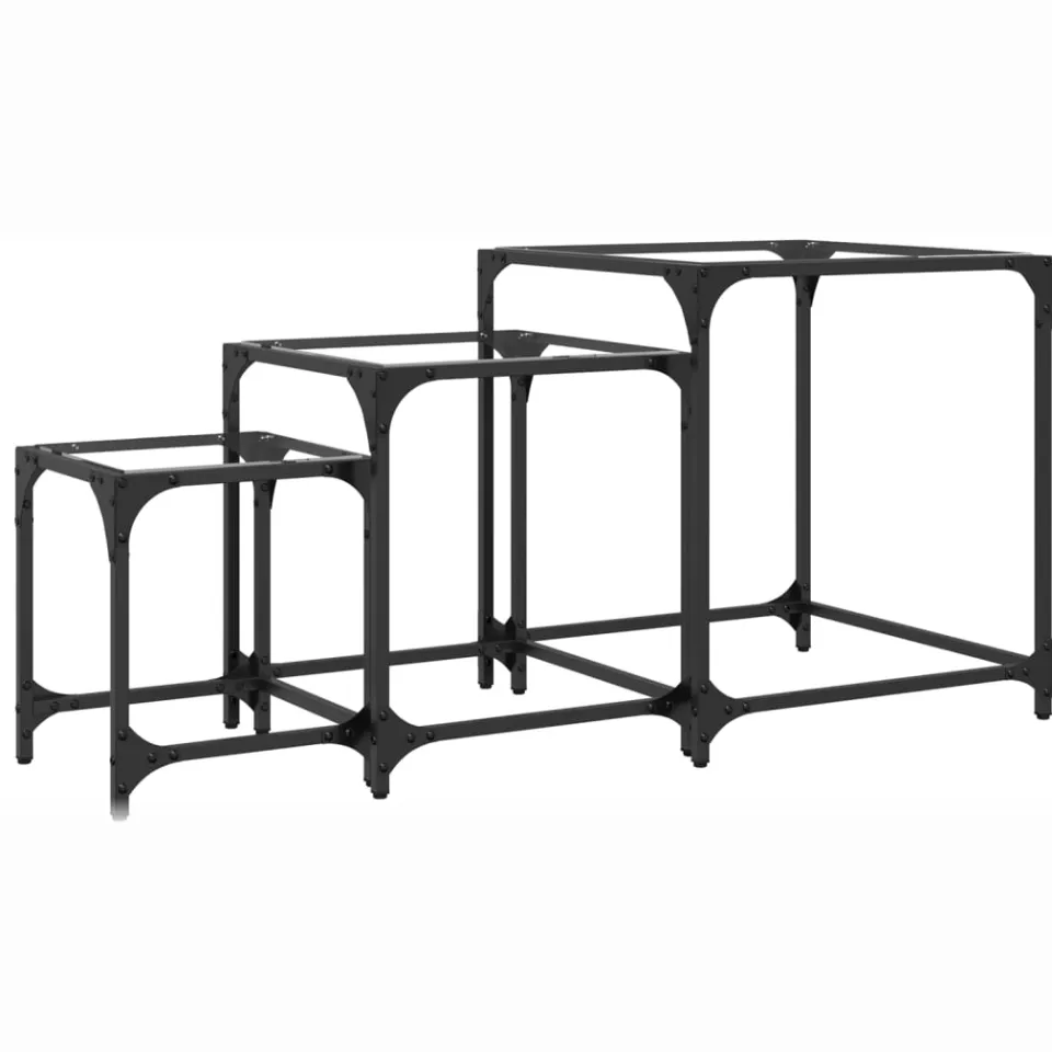 vidaXL 3-delige Tafeltjesset met transparant glazen blad staal transparent, foto 4
