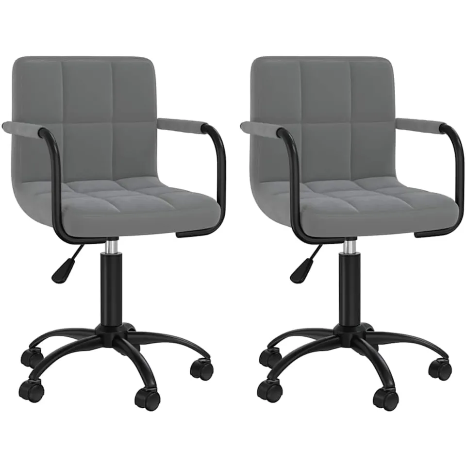 vidaXL Eetkamerstoelen draaibaar 2 st fluweel donkergrijs grijs, foto 3