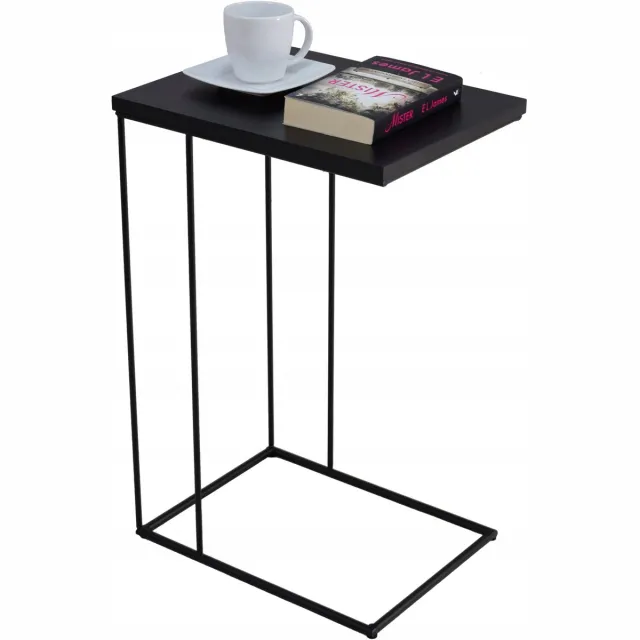 FutuStal Serie SPMDR - Bijzettafel - Metalen Basis - Zwarte MiniPerl Blad - Zwart Zwart;Zwart MiniPearl