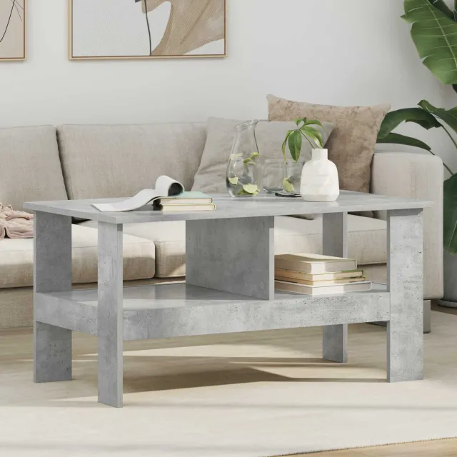 vidaXL Salontafel Beton Grijs 90 x 50 x 45 cm Bewerkt hout
