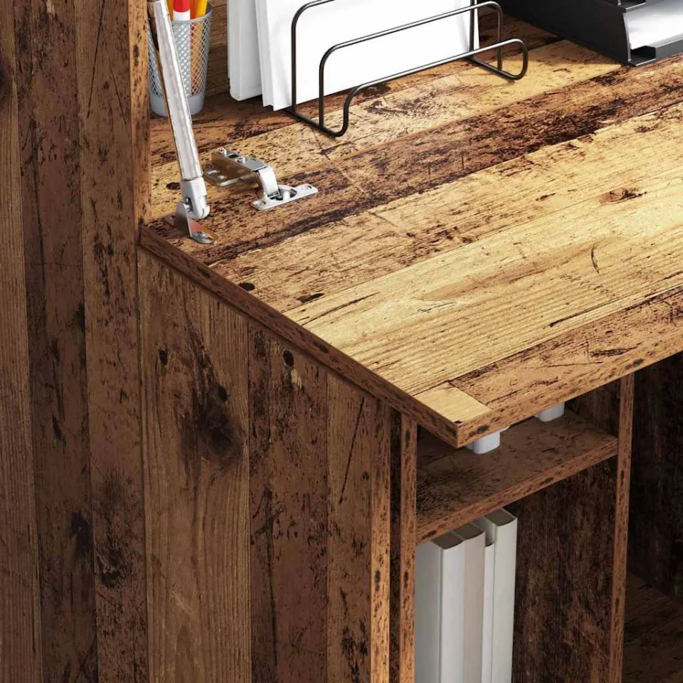 vidaXL Bureau Oud Hout 71,5 x 31,5 x 106,5 cm Bewerkt hout bruin, foto 4