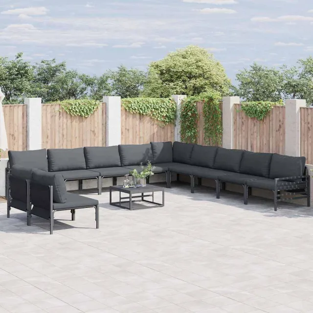 vidaXL Tuinbankenset 11 st Zwart Staal, foto 2