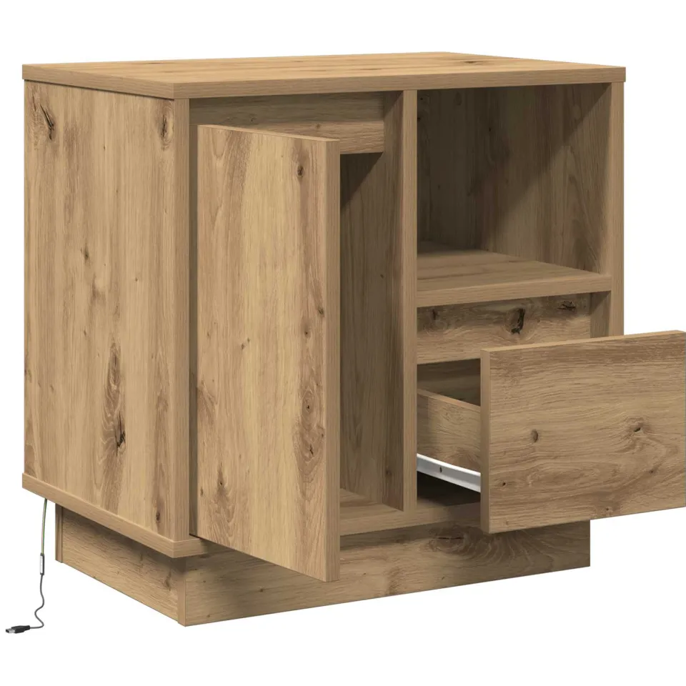 vidaXL Nachtkastje Artisan Eiken 50 x 34,5 x 50 cm. Bewerkt hout, foto 4