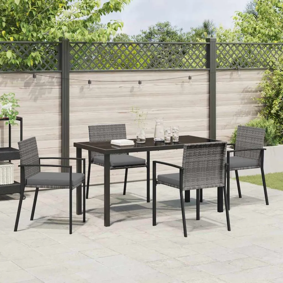 vidaXL Tuin eettafelset 5 st Grijs Gepoedercoat staal, foto 3
