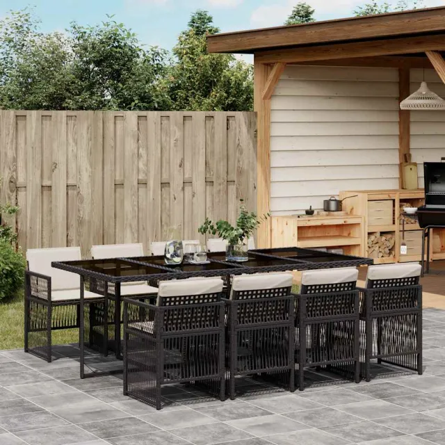 vidaXL 9-delige Tuinset poly rattan zwart, foto 2