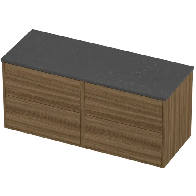 Proline Deck Badmeubelset Hardsteen Voor Grepen 120x46x54 cm Blue Stone Caramel Walnut Houtlook