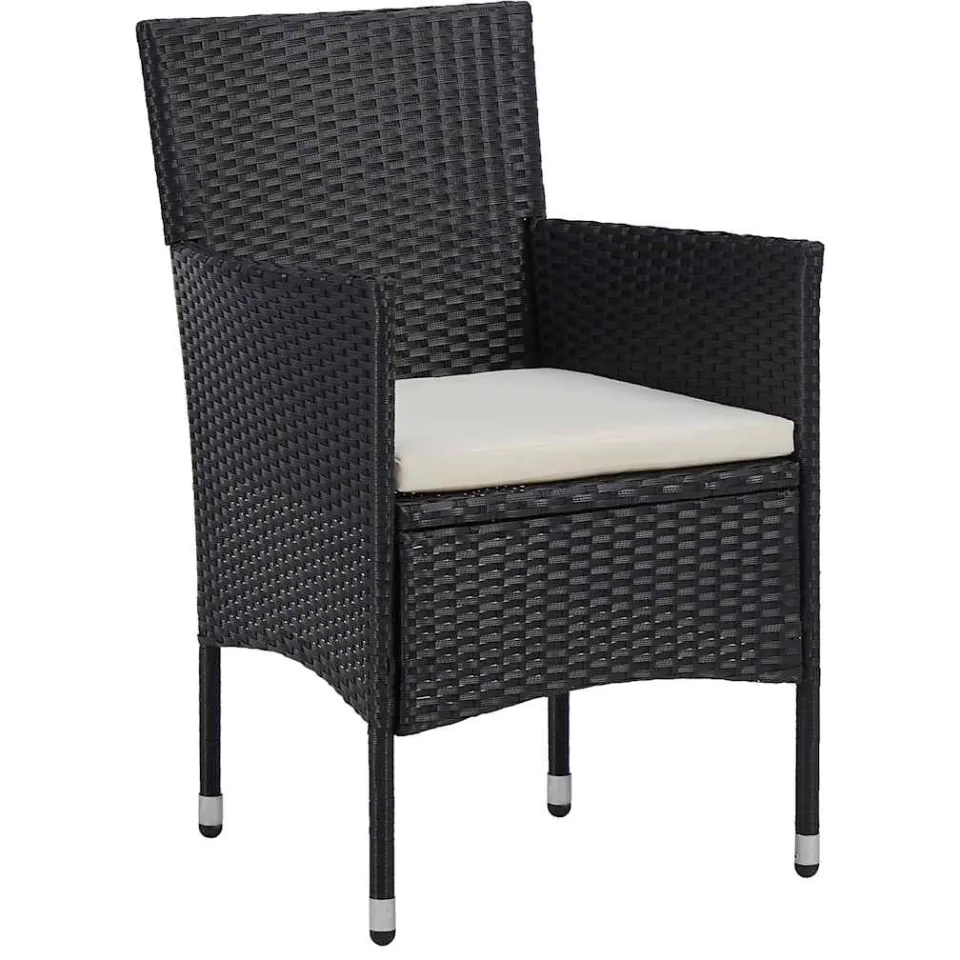 vidaXL 5-delige Tuinset poly rattan en acaciahout zwart, foto 4